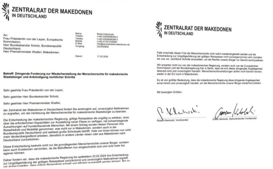 Македонско здружение во Германија најави тужба против македонската држава: „Се прекршуваат основните човекови права на македонските граѓани“. | Извор: Слободен печат
